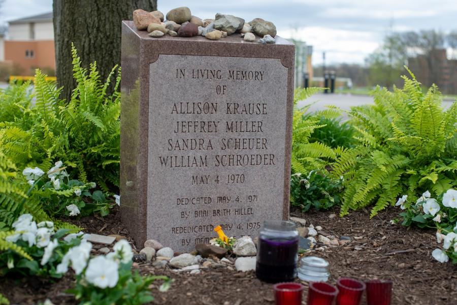 The names of those killed on May 4, 1970, are displayed on the B’nai B’rith Hillel Marker in the parking lot of Prentice Hall on the campus of Kent State University. In addition to this marker, there are four markers in remembrance of the killed students.