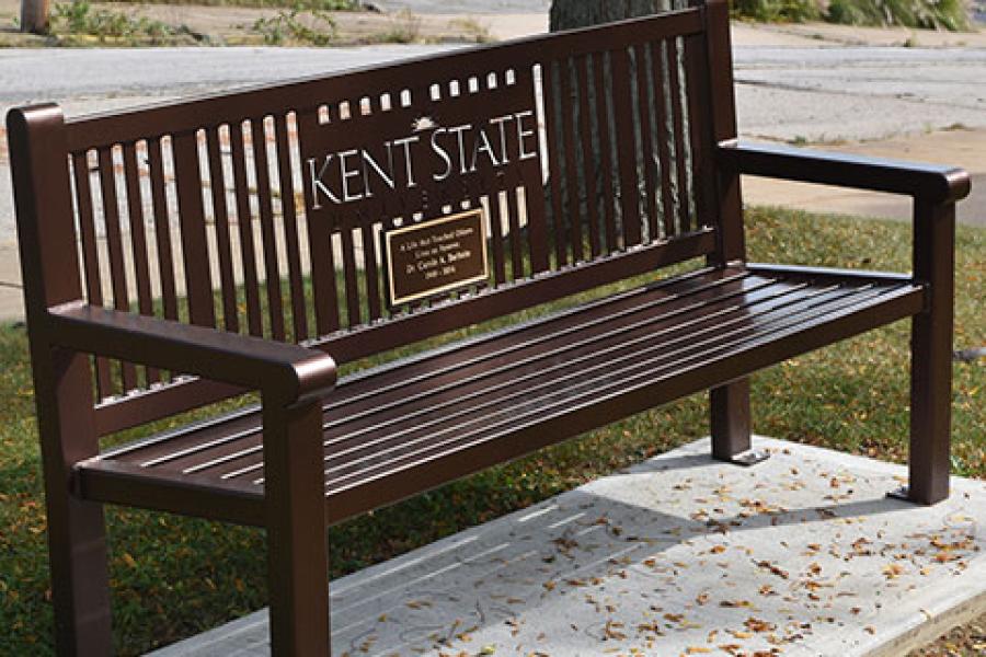 Bench dedicated to the late Dr. Carole Barbato at Kent State University at East Liverpool