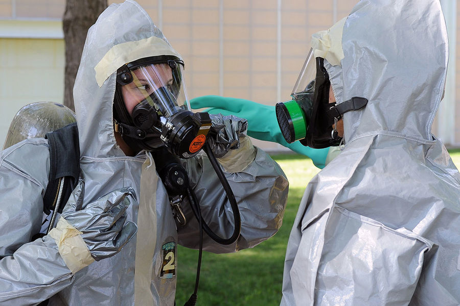 Kent State public health students participate in a disaster preparedness exercise on campus as part of their training.