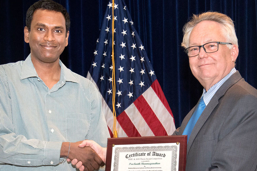 Prashanth Shanmuganathan receive a prestigious award from the Brookhaven National Laboratory. 