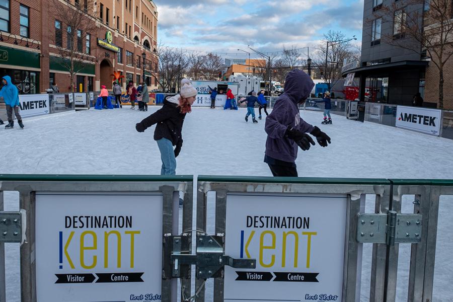 Image of downtown Kent ice skating rink