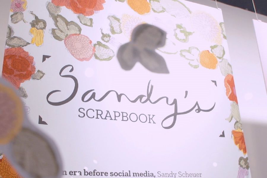The "Sandy's Scrapbook" Exhibition is on display at Kent State University's May 4 Visitors Center.