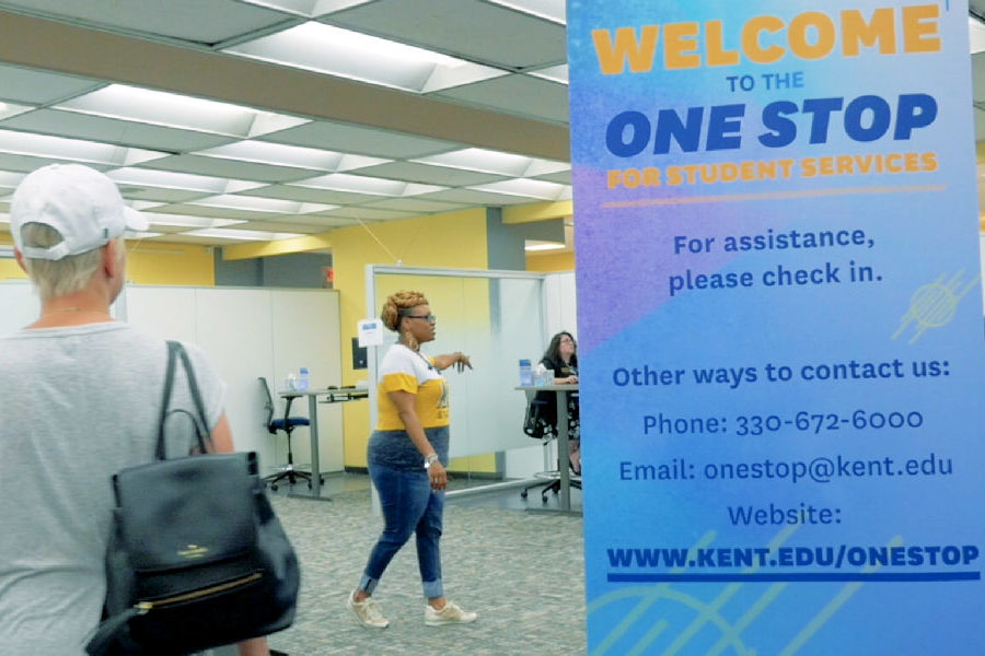 The One Stop for Student Services is located on the first floor of the University Library.