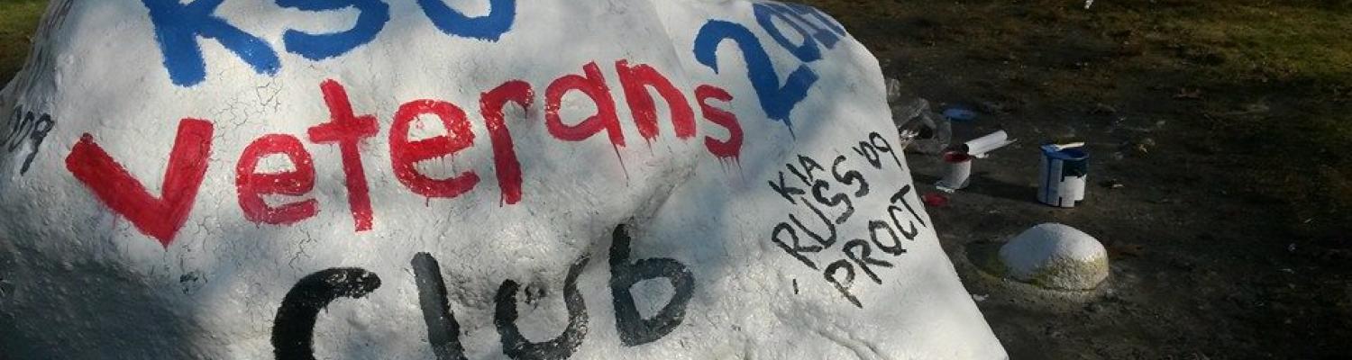 The rock at front campus painted for the KSU Veterans Club