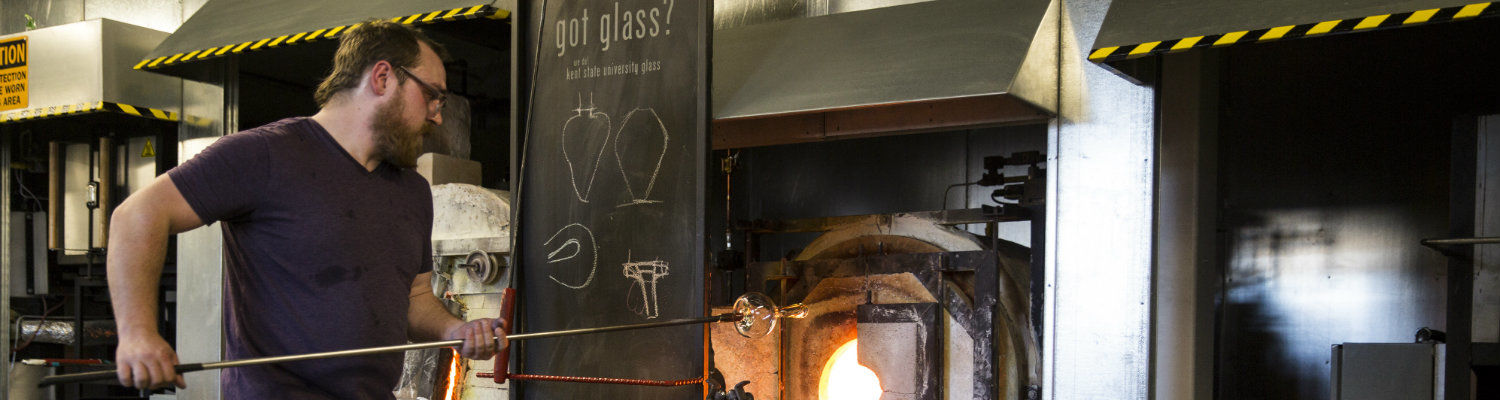 Glass blowing in the School of Art offers an opportunity for young artists to perfect their skills