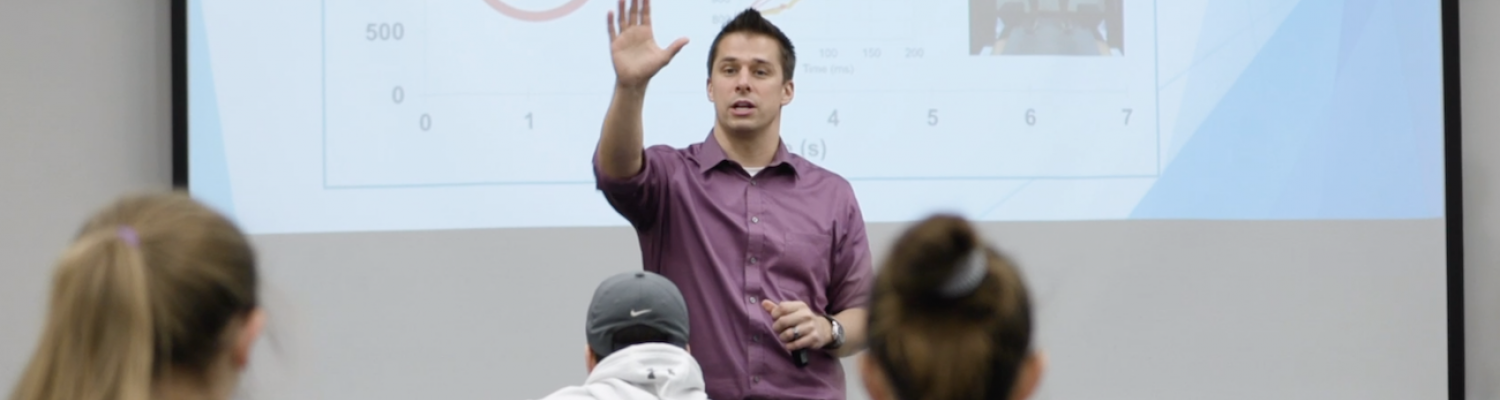 Dr. Adam Jajtner teaching an Exercise Science class