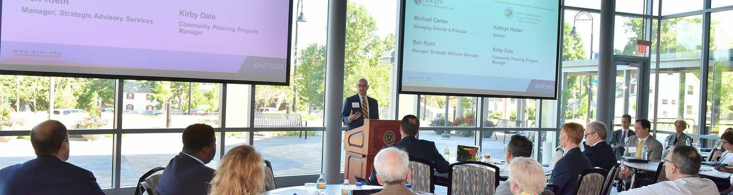 With the city of Kent, the university hosted the Housing Summit to review the Comprehensive Community Housing Study and Needs Analysis.