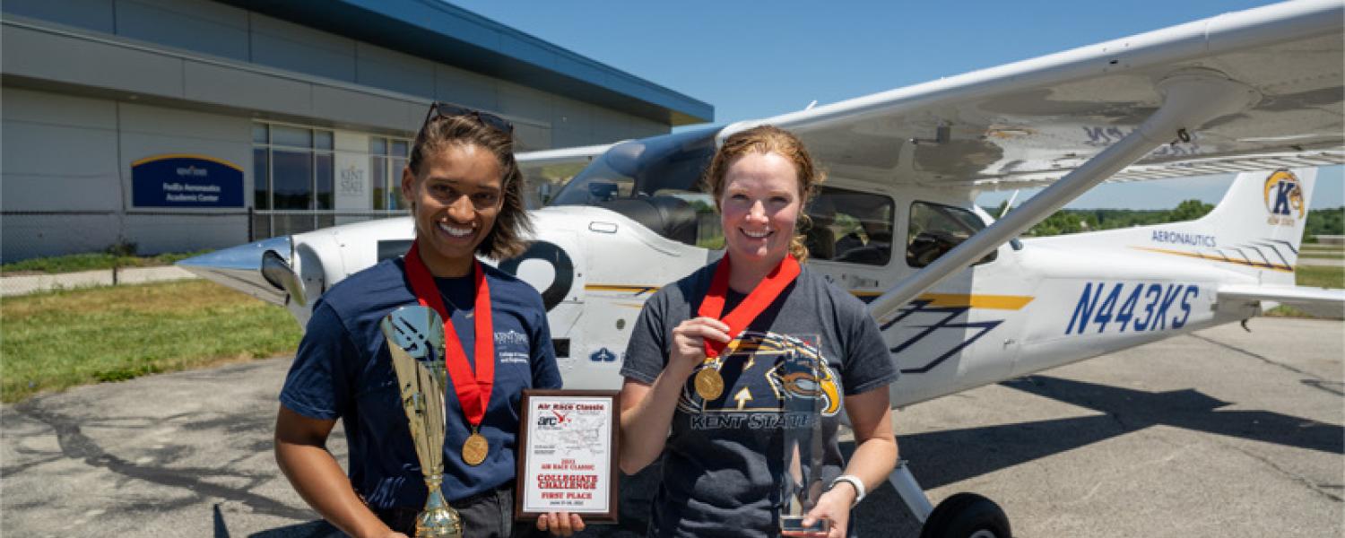 Alex and Laura with their awards from the 45th annual Air Race Classic