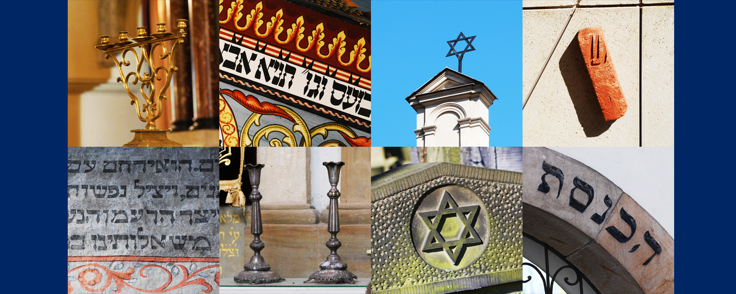 Collage of Photos from the Poland Study Abroad Opportunity, featuring Jewish symbols