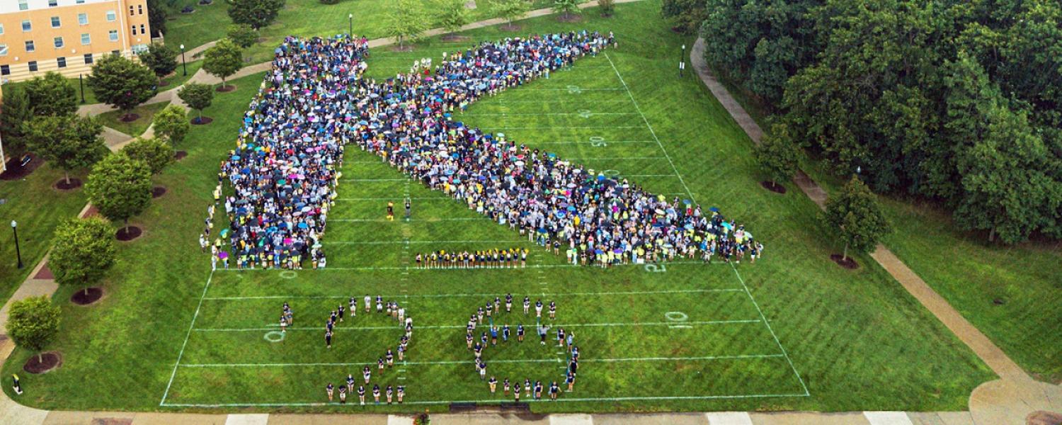 Kent State University’s Class of 2026 form a K on campus.