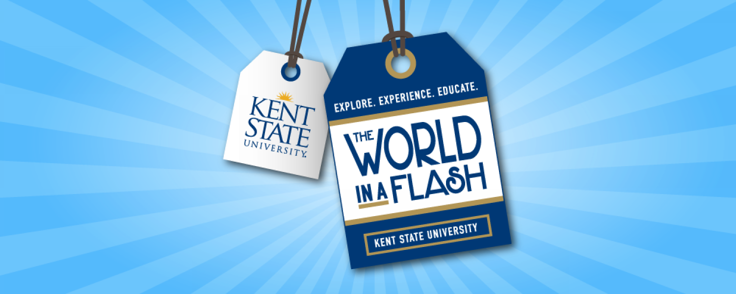 Kent State World in a Flash luggage tags