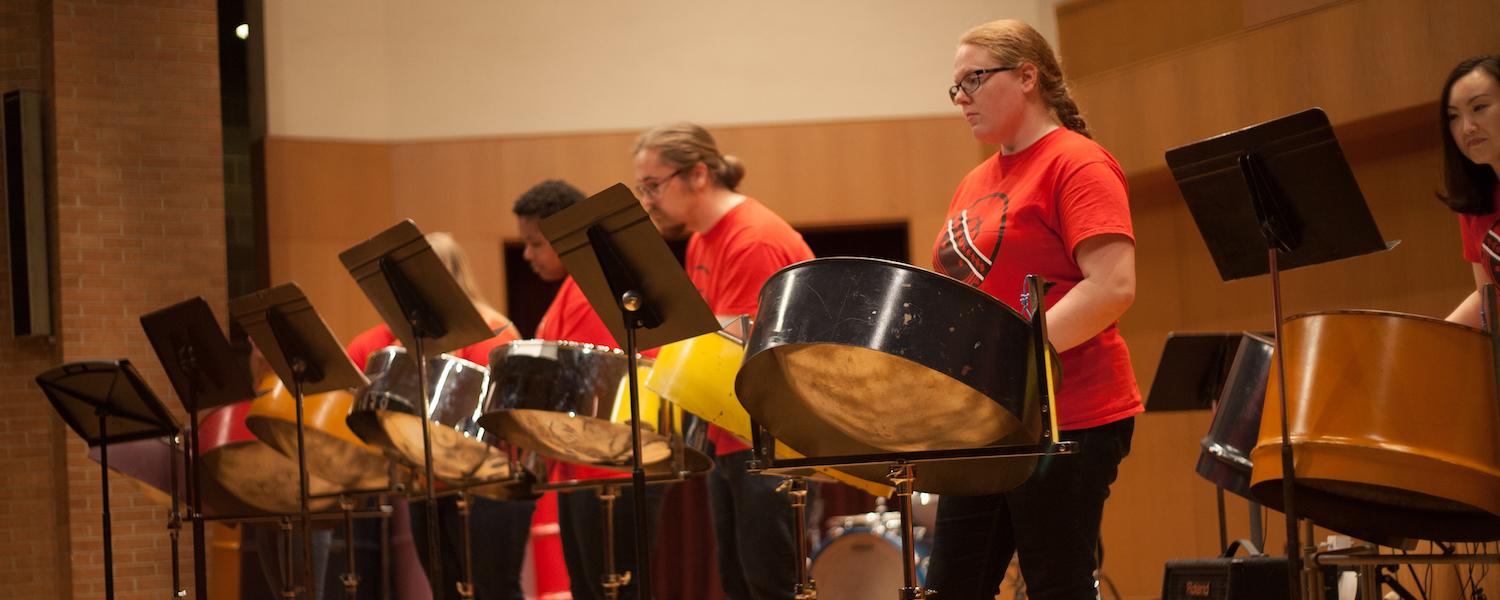 Students performing in Steel Band