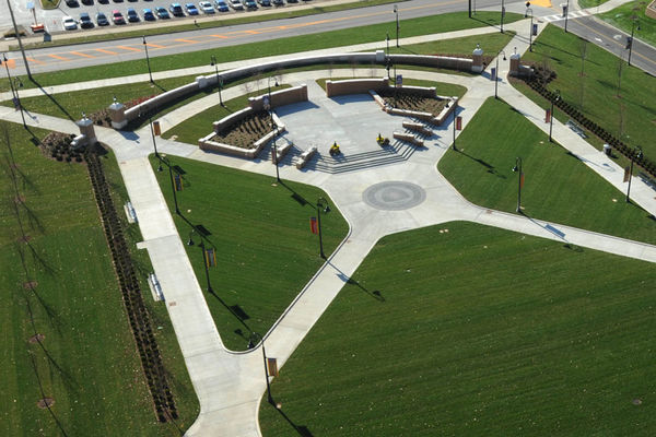 An aerial view of Risman Plaza.