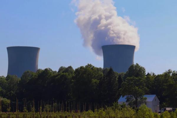 Nuclear power plant smokestacks