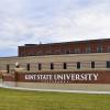 picture of the Kent State University at Tuscarawas welcome wall at campus entrance